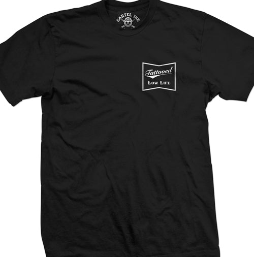 Pocket Logo version of "The Original Tattooed Low Life Men's T-Shirt by Cartel Ink".