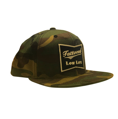 Tattooed Low Life Embroidered Patch Camouflage Snapback Hat