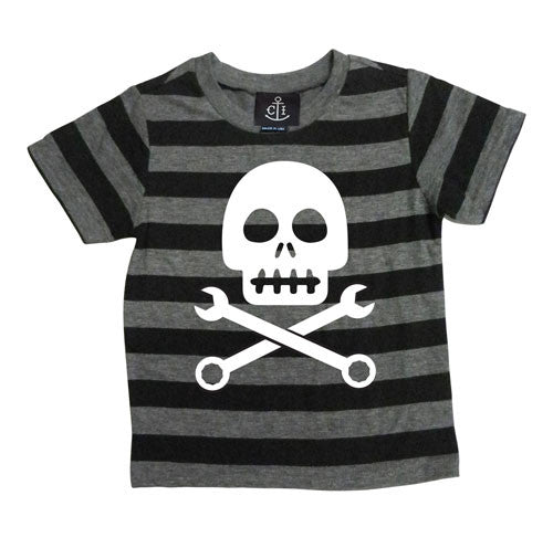 skully pin striped kids tee