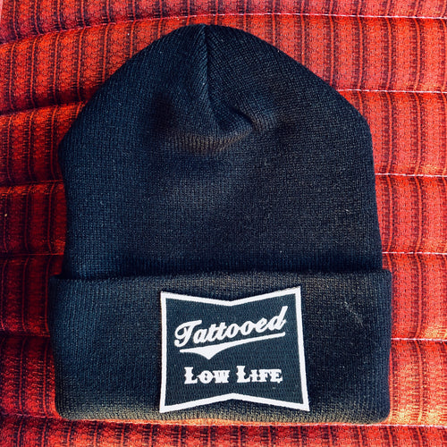 OG Tattooed Low Life Cuffed Knit Beanie-Black