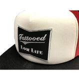 OG Tattooed Low Life Embroidered Trucker Hat-RED/WHT